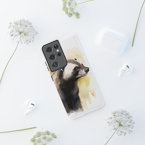 Badger on a Yellow Background - Impact Resistant Phone Case